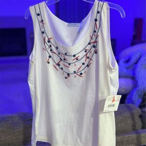 JH Collectibles Women's 1X Multicolor Embroidered Tank Top Sleeveless